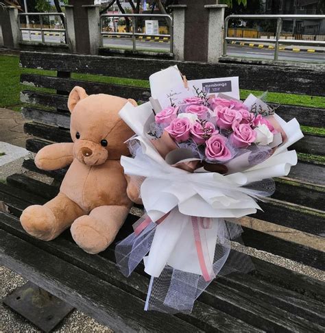 Free delivery & returns available. Flower Bouquet Birthday Gift Delivery KL with teddy bear ...