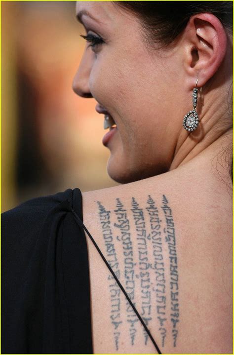 This tattoo is an original sak yant created by ajarn noo kanpai especially for angelina and it was inked ob her back by the. Tattoo Removal: Angelina Jolie's Tattoos Pictures