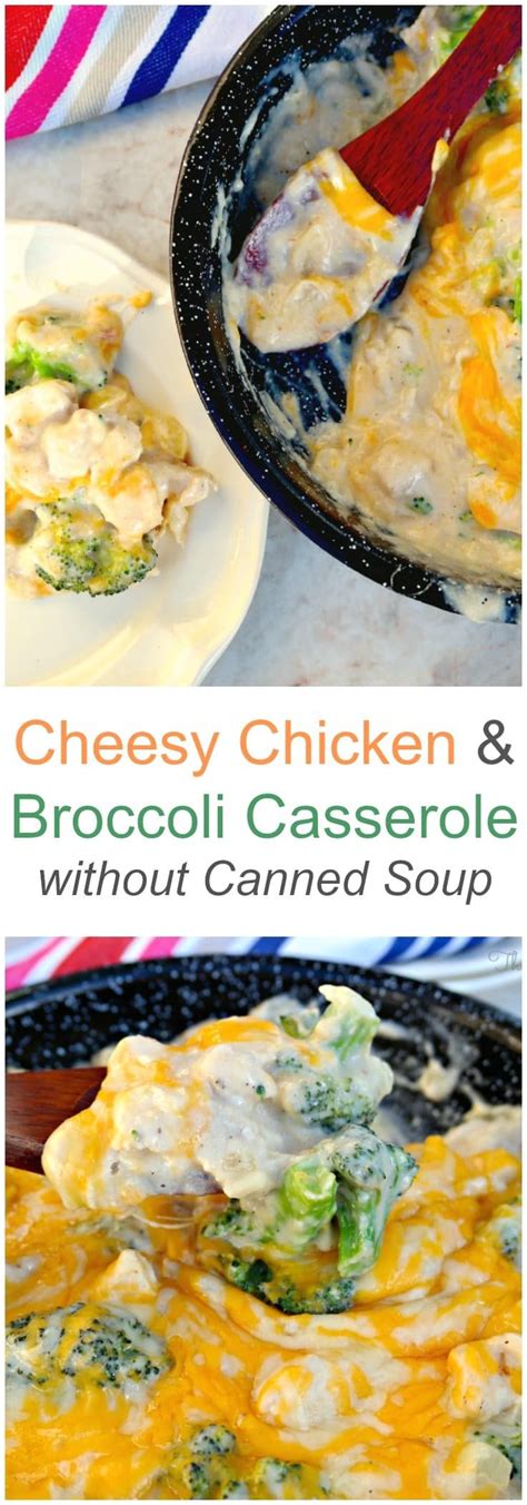 Bake for 45 minutes or until the chicken is done and the rice is tender. Cheesy Chicken and Broccoli Casserole without Canned Soup ...