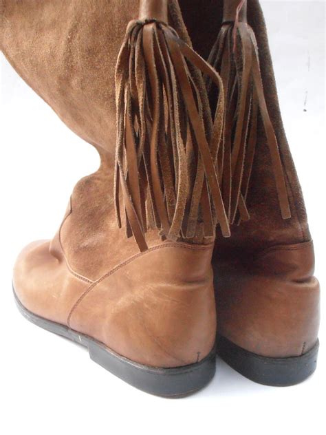 Vintage Tan Suede Boots Ladies Over The Knee Lace Up ...