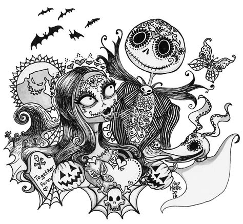 Several styles / levels of complexity are proposed to suit all ages. 'Day of the Dead Jack and Sally' Framed Print by KupKake ...