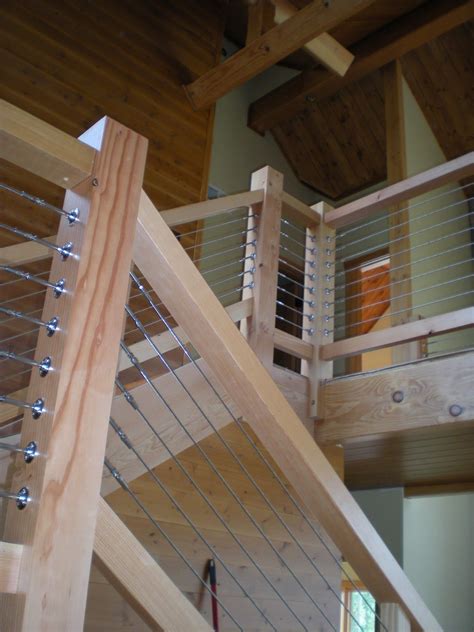 Both are typically viable options, but they both have qualities … building materials: doug+fir+timber+frame+cable+railing.JPG 1,200×1,600 pixels | New home designs, House stairs ...