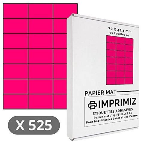 Square = 12 mm (1⁄2) shown actual size. 525 STICKY Pink Labels 70 x 42 mm - 21 Labels Per Sheet ...