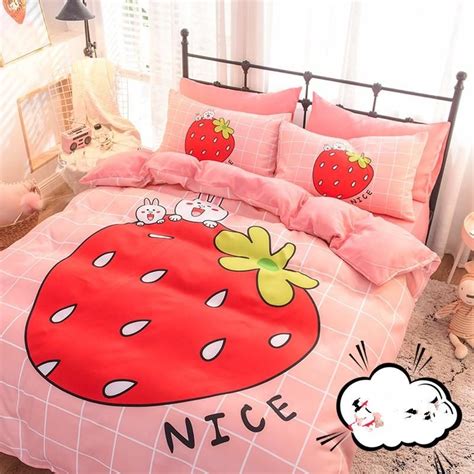 4 colors pastel bunny coral velvet bedding sheet s13039. Strawberry Bunny Bedding Set (With images) | Bedding set ...