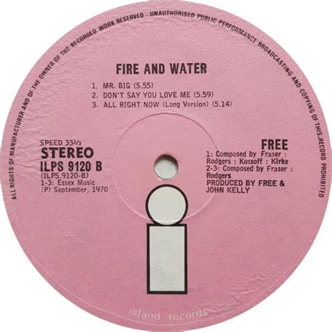 Fire and water oh i wept remember heavy load mr. Free Fire And Water - 1st South African vinyl LP album (LP ...