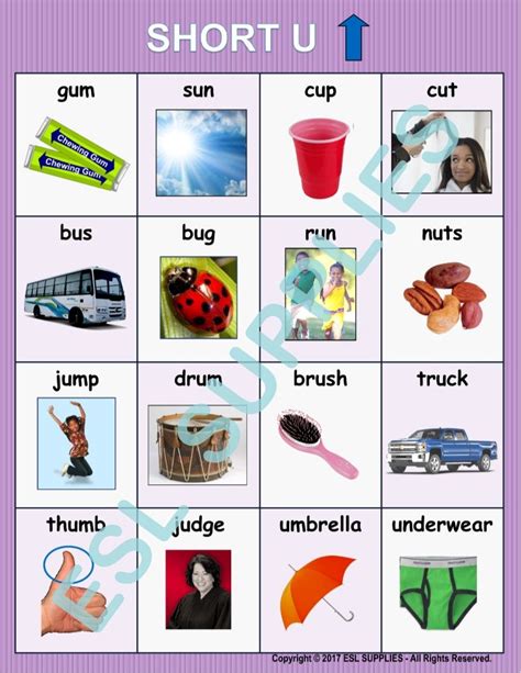 Kindergarten words that start with u. Teach English learners grade 3-Adult how to read Short U words with ...