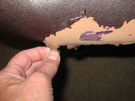 Faux leather peeling or flaking occurs when the jacket is wrongly stored, is very old or when the surface has been in contact with heat, extreme cold, or acid. Two chairs failing Is there a "paint on" fix for leather ...