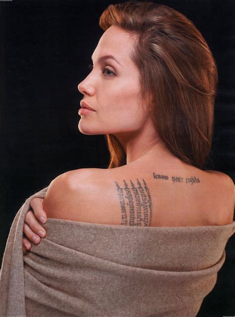 Angelina jolie with a cigarette tattoo. know your rights | Angelina jolie tattoo, Angelina jolie ...