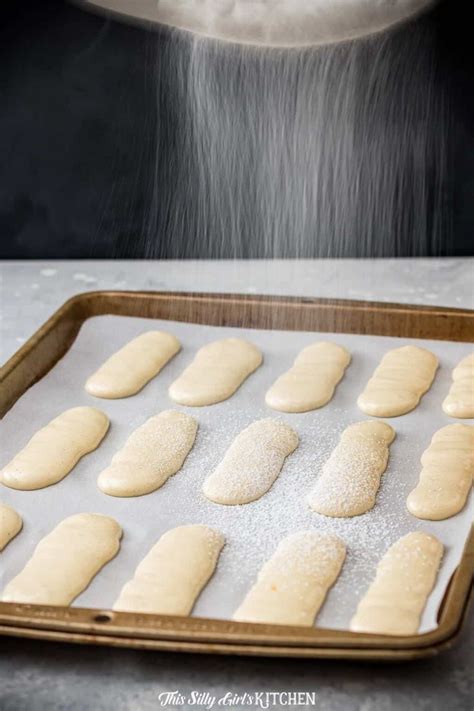 Bake the ladyfingers in the preheated oven for about 12 minutes. Ladyfinger cookies are light, crunchy cookies with a ...