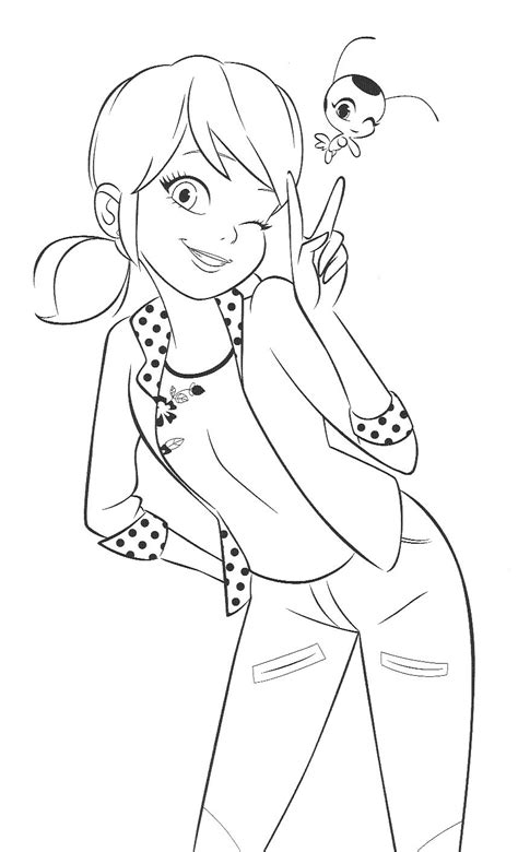 Miraculous ladybug coloring pages tikki and plagg kwamis. Miraculous Marinette Pages Coloring Pages