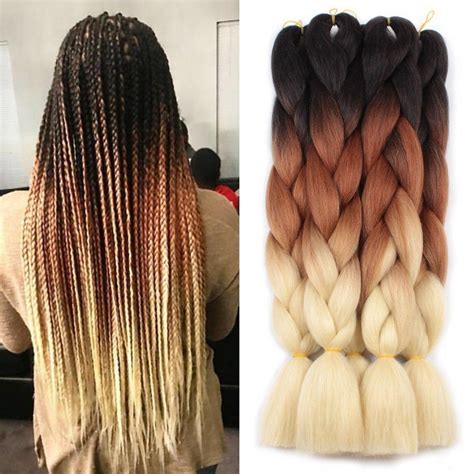 Easy tricks for tree braids. ombré three tone hair 24inch 100g Synthetic Crochet Jumbo ...