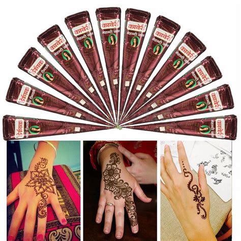 Henna is a natural skin and hair dye that's been used by people as hair color and temporary skin decoration for thousands of years. Natural Herbal Henna Cones Temporary Tattoo Kit Body Art ...