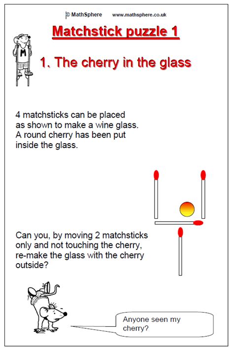 No, we did not allow just taking all six matches away! The Cherry in the Glass | Maths puzzles, Math foldables ...