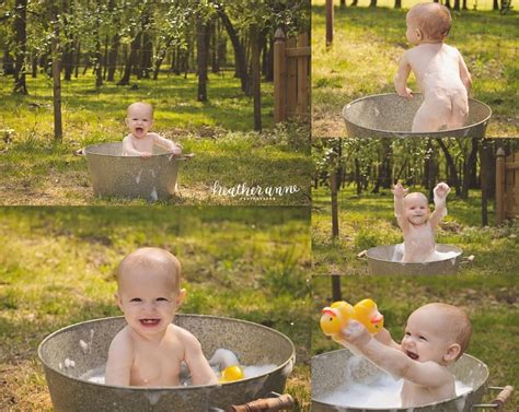 Low section of young woman with illuminated lighting equipment in bathtub. Dripping Springs Cake Smash Sessions » Heather Anne ...