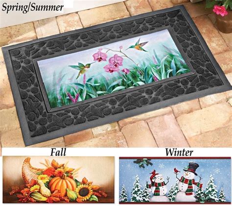 Make this simple and stylish door mat by using this printable template with your initial surrounded by … and pattern for monogram door mat winter decor via lia griffith so, tired of having a simple. Seasonal Outdoor Rubber Door Mat w/ 3 Inserts for Winter ...