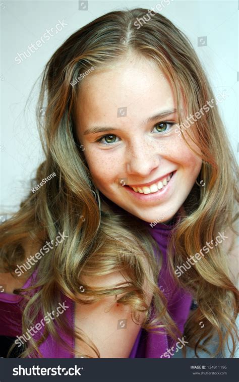 You are the youngest teenager i know! A Beautiful Blond-Haired 13-Years Old Girl, Portrait Stock ...