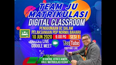 15 kolej matrikulasi dan 2 kolej mara yang menjalankan program matrikulasi. LIVE NOW! Team JU Matrikulasi - Digital Classroom (Sesi 1 ...