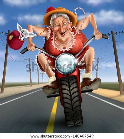 This easy tutorial will help you learn to draw a cartoon motorcycle! Funny Mad Granny On Bike Stock Illustration 140407549 ...