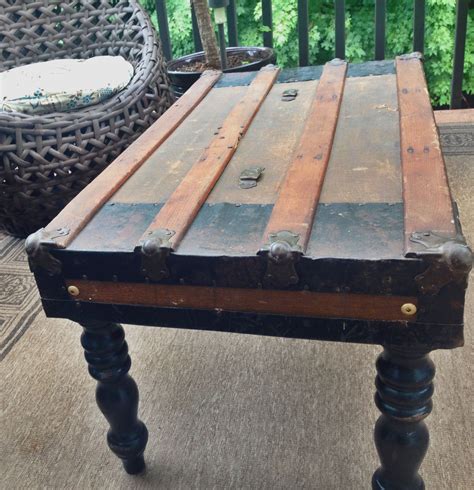 Your choices include trunks that stand off the floor and others that sit directly on the ground. Shabby chic vintage trunk lid coffee table by Made New www ...