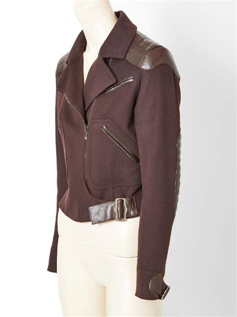 Ladies m&s classic tan camel real leather jacket blazer uk 14 12 long line. John Galliano for Dior Leather and Wool Bomber Jacket at ...