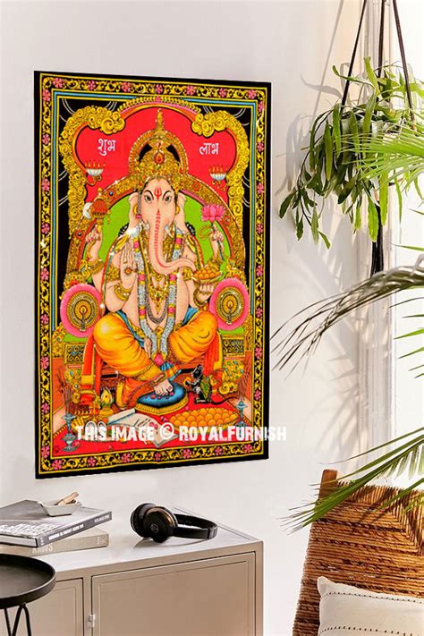 Removes obstacles and obstacles from the path of anyone. Lord Ganesha Tapestry Wall Hanging - RoyalFurnish.com