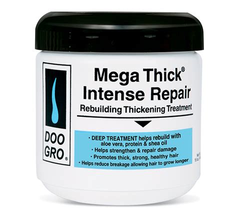 For dry, damaged hair moisturizes and repairs provides a protective barrier jamaican black castor oil deep treatment hair masque for dry, damaged hair penetrates deep into the hair shaft to help moisturize and repair damaged, and brittle hair. DOO GRO® Mega Thick® Intense Repair - Doo Gro Hair Products