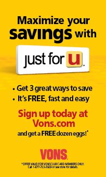 You specify the exact balance remaining on the. Save Even More at Vons with Just for U ( $50 Vons Gift ...