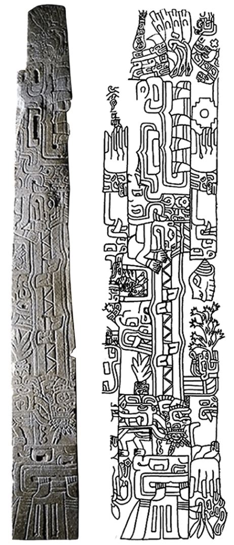 Abecedarios para colorear y decorar. El Obelisco Tello, 2.52 m, granito. Chavín de Huántar ...