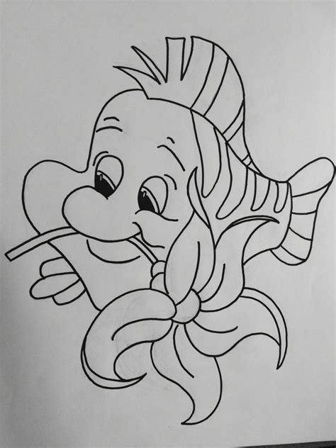 They are based on images of favorite characters: colouring page: Flounder, The Little Mermaid | The little ...