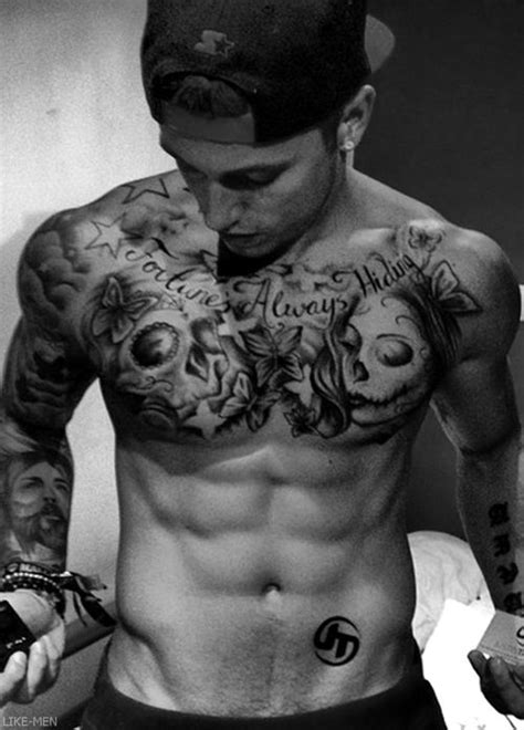The cross design is as timeless as the sea. (6) Tumblr | Chest tattoo men, Cool chest tattoos, Chest tattoo