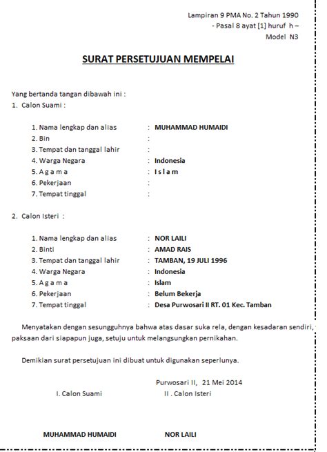 Syarat dan langkah menikah di kua. Contoh Surat Perjanjian Pra Nikah - Cara Ku Mu