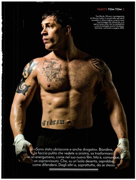 For warrior, hardy had to gain about 27 pounds of lean muscle mass and also get ripped. Tom Hardy picture from Men of Warrior movie showing tattoo ...