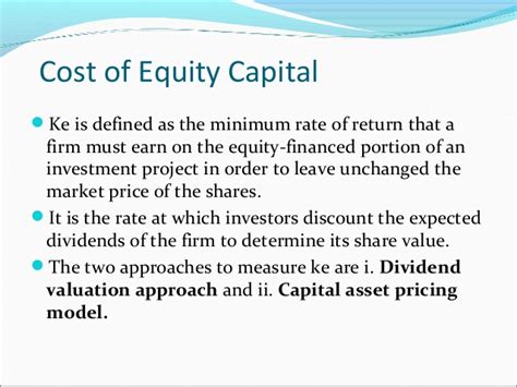The more traditional dividend capitalization model and the more modern capital asset pricing model (capm). Chapter 5 cost of capital sml 401 btech