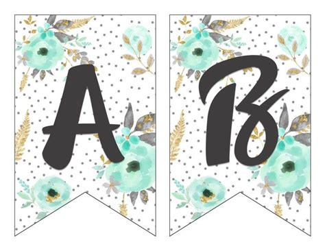 free printable alphabet banner mint gold six clever