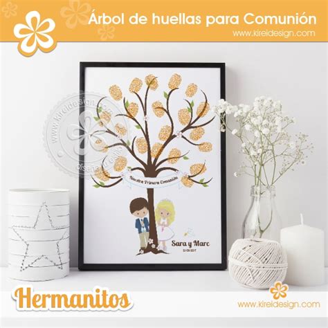 Compra tu árbol de huellas personalizado. Árbol de huellas Hermanitos - KireiDesign