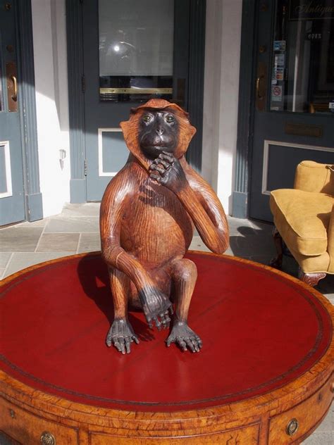 Garden decoration golden monkey model for sale. American Art Deco Life-Size Leather Monkey with Green ...