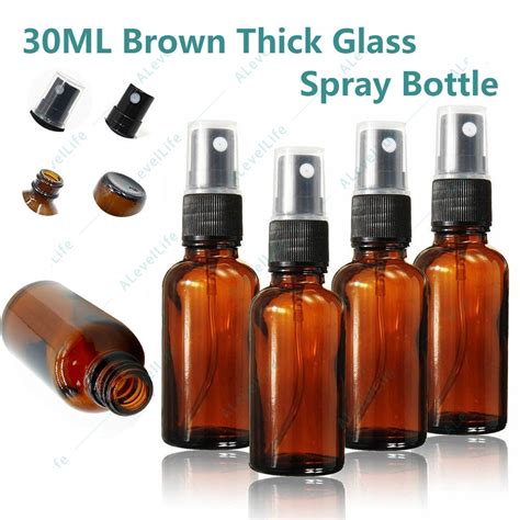 These general use bottles are perfect for liquids. 5 Bottles 30ml Amber Brown Thick Glass Essential Oil Spray ...