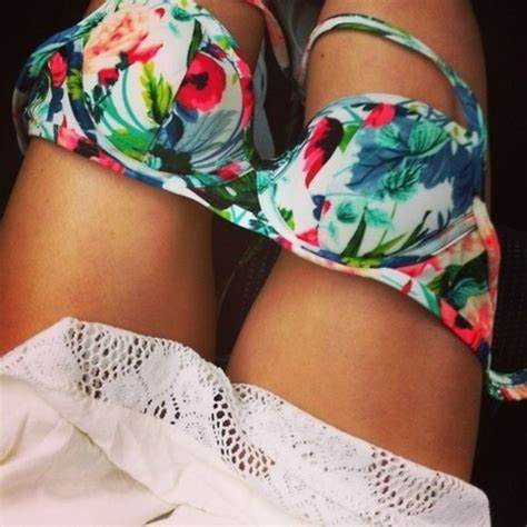 Maybe you would like to learn more about one of these? Swimwear: floral, turquoise, bright, summer, bikini, bra ...
