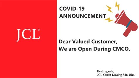 No processing fee, no early settlement penalty, 0% interest for first month now! COVID-19 Announcement ‹ JCL Malaysia