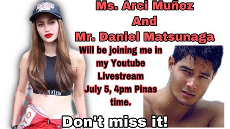 We would like to show you a description here but the site won't allow us. My LiveStream with Arci Muñoz and Daniel Matsunaga - YouTube