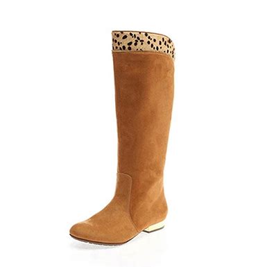 You'll love these great savings. Women's Camel Colored Boots with Leopard Trim - Yellow