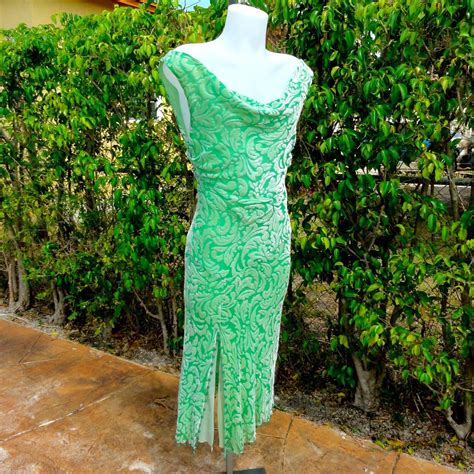 Shop dresses by gianni versace online. GIANNI VERSACE COUTURE green devorÃ velvet dress Italian ...