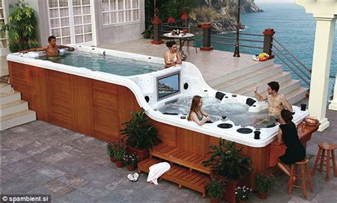 Jacuzzi® hot tubs are the most complete and versatile aid to wellness. Luxema 8000 Hot Tub Has Two Levels, Built-In Flat Screen ...