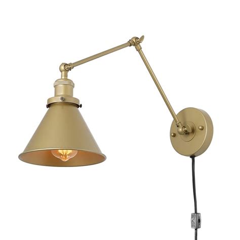 How tall is a hosley gold wall sconce? Gold Swing Arm Wall Lamp Adjustable Plug-in Golden Wall ...