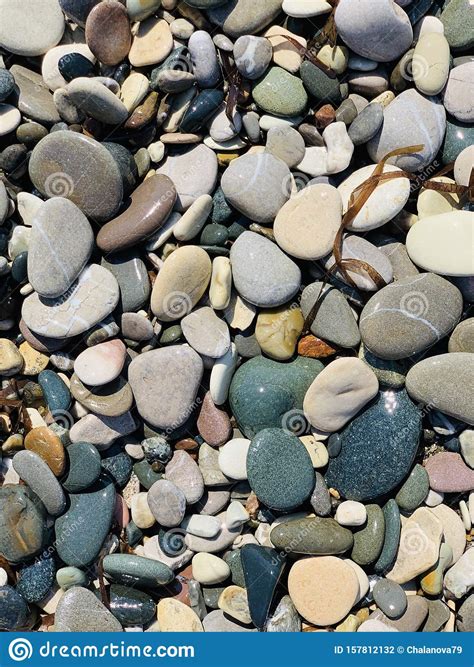 Beautiful pebbles on the beach close up stock image. Abstract Nature Pebbles Background. Pebbles Texture. Stone ...