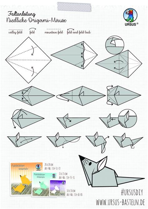 Die japanische papierfaltkunst wird immer beliebter, auch bei uns. Origami Mäuse - URSUS - Buntpapierfabrik Ludwig Bähr