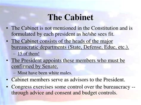 Federal agencies that are not part of a cabinet department, but report directly to the president. PPT - THE PRESIDENCY PowerPoint Presentation, free ...