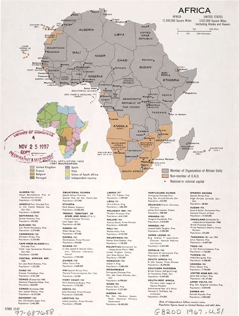 Is it easy to make quizzes like this with a map? Large detailed political map of Africa with marks of capital cities - December, 1967 | Africa ...
