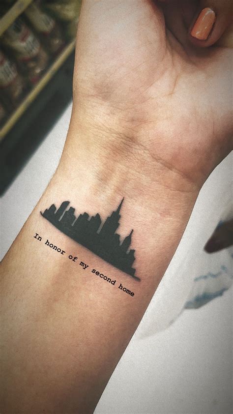 More info | phone | map. #nyc #skyline #tattoo | Nyc tattoo, Mini tattoos, Wrist ...