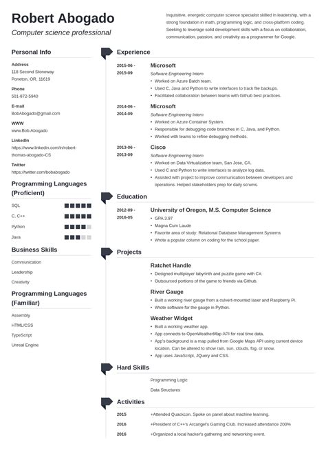 Student resume 22 cashier includes space for two references. Computer Science Resume Template | louiesportsmouth.com